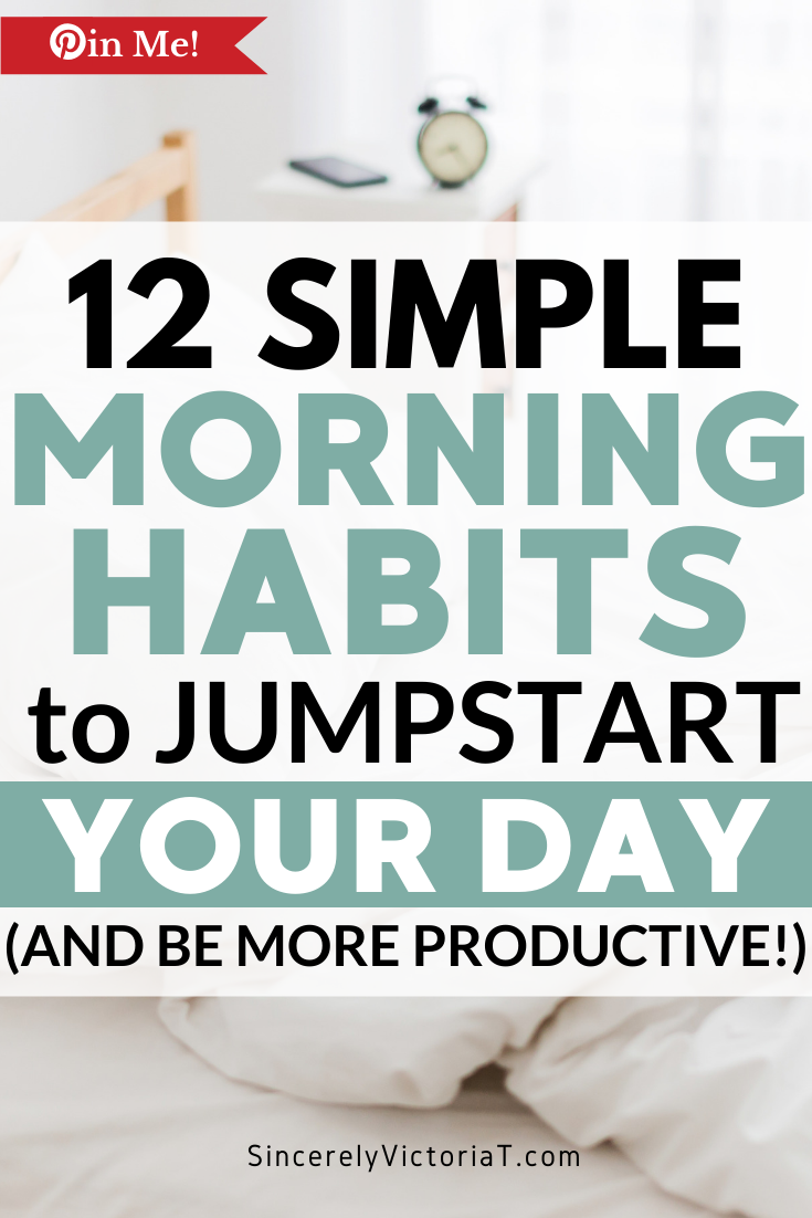 Develop new morning habits to start your day. www.SincerelyVictoriaT.com Lifestyle, Motherhood, Marriage, Wellness, Home and Productivity Tips and Advice. REPIN AND CHECK IT OUT for MORE GREAT IDEAS. @victoriatiffny #productivity #sleep #wellness