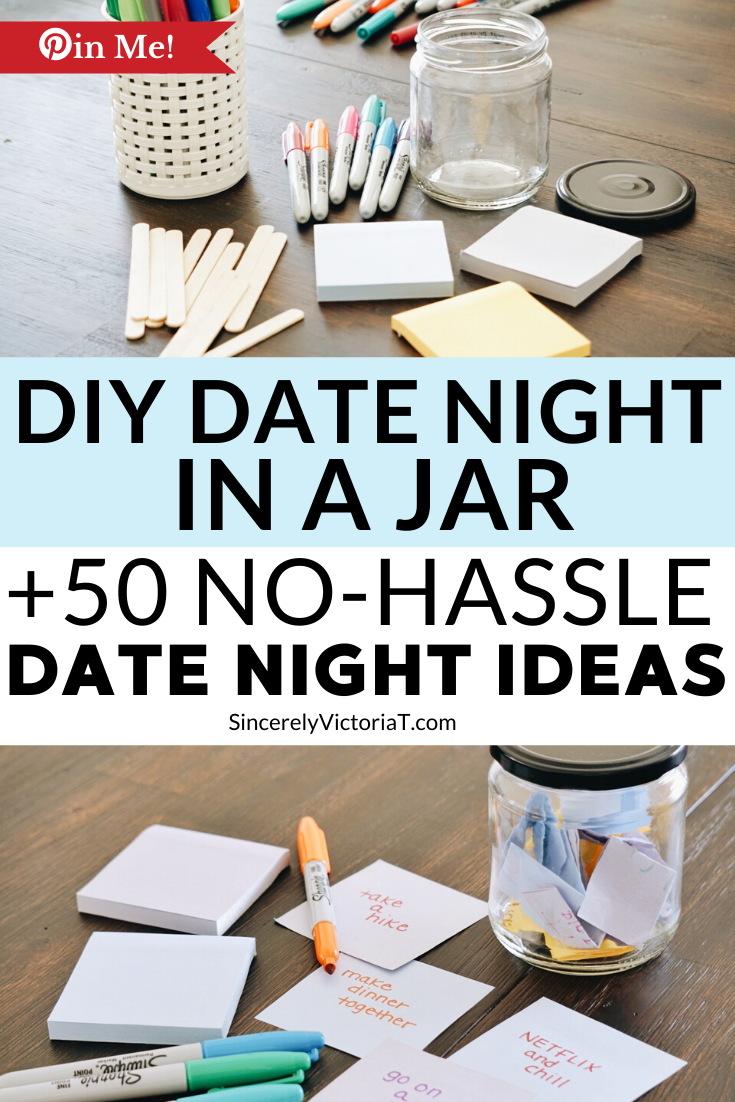 Make this cute "date night in a jar" project and never run out of new ideas for spending fun quality time with your husband.   